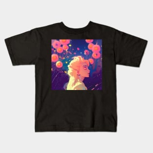 Blonde with flowers Kids T-Shirt